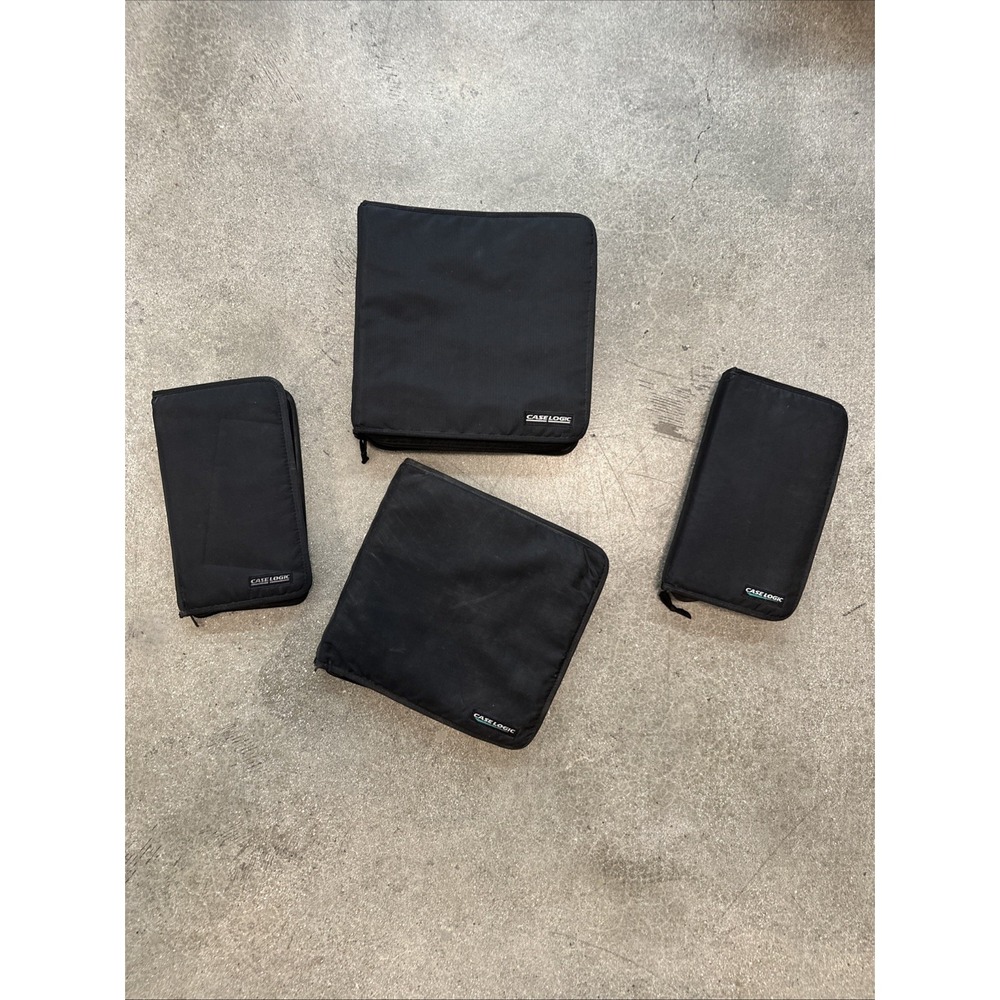Lot of 4 Case Logic CD/DVD Wallet Folder Disc Carriers Removable Slips Y2K Black